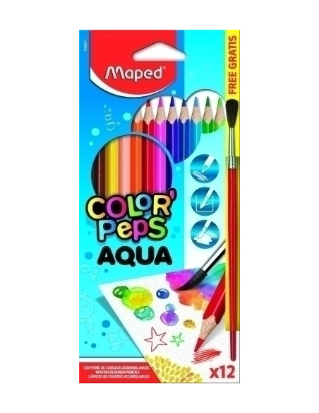 LAPICES ACUARELABLES MAPED COLOR PEPS estuche de 12  1 PINCEL