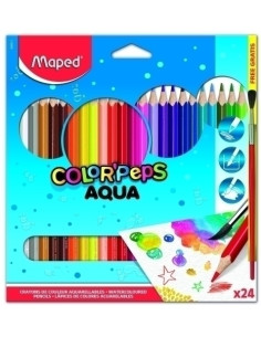 LAPICES ACUARELABLES MAPED COLOR PEPS estuche de 24  1 PINCEL