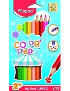 LAPICES de COLORES MAPED COLOR PEPS JUMBO estuche de 12