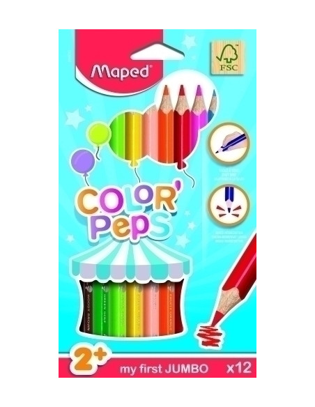 LAPICES de COLORES MAPED COLOR PEPS JUMBO estuche de 12