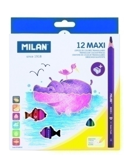LAPICES de COLORES MILAN MAXI TRIANGULAR estuche de 12
