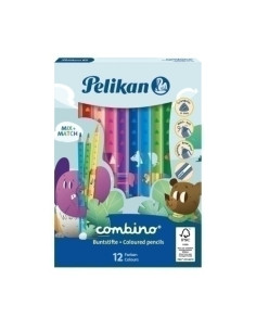 LAPICES de COLORES PELIKAN COMBINO TRIANGULAR GRUESO estuche de 12 811194