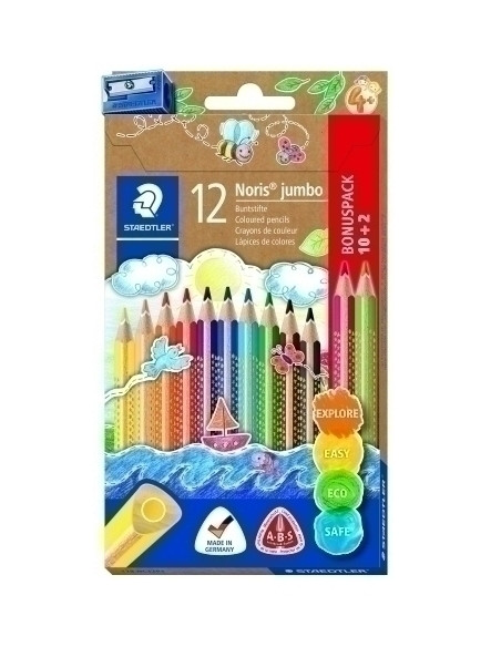 LAPICES de COLORES STAEDTLER 128188 NORIS CLUB TRIPLUS JUMBO estuche de 12