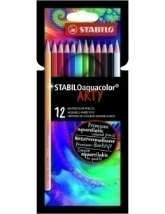LAPICES ACUARELABLES STABILO AQUACOLOR ARTY LINE estuche CARTON de 12