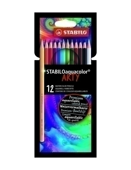 LAPICES ACUARELABLES STABILO AQUACOLOR ARTY LINE estuche CARTON de 12