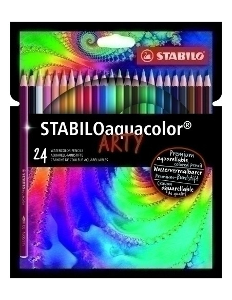LAPICES ACUARELABLES STABILO AQUACOLOR ARTY LINE estuche CARTON de 24