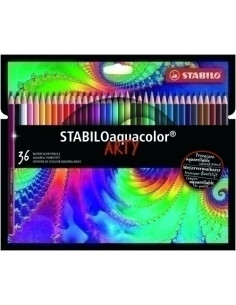 LAPICES ACUARELABLES STABILO AQUACOLOR ARTY LINE estuche CARTON de 36