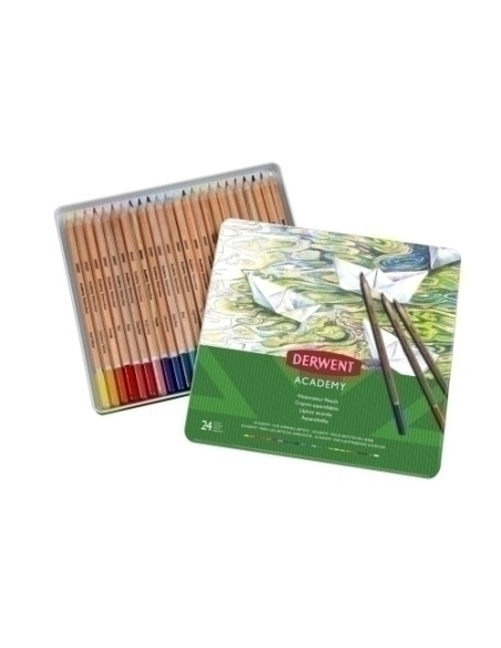 LAPICES DERWENT ACADEMY CAJA METALICA de 24 PIEZAS ACUARELABLES