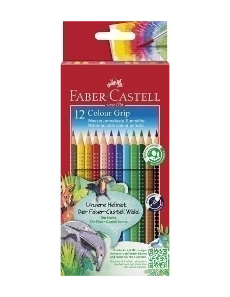 LAPICES ACUARELABLES FABER-CASTELL COLOUR GRIP estuche de 12