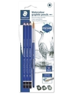 LAPIZ de GRAFITO STAEDTLER DESIGN JOURNEY 100A LUMOGRAPH AQUARELL BLISTER de 3