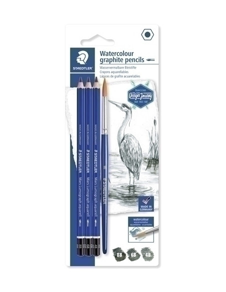 LAPIZ de GRAFITO STAEDTLER DESIGN JOURNEY 100A LUMOGRAPH AQUARELL BLISTER de 3
