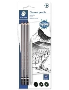 LAPIZ de GRAFITO STAEDTLER DESIGN JOURNEY 100C LUMOGRAPH CHARCOAL BLISTER de 3