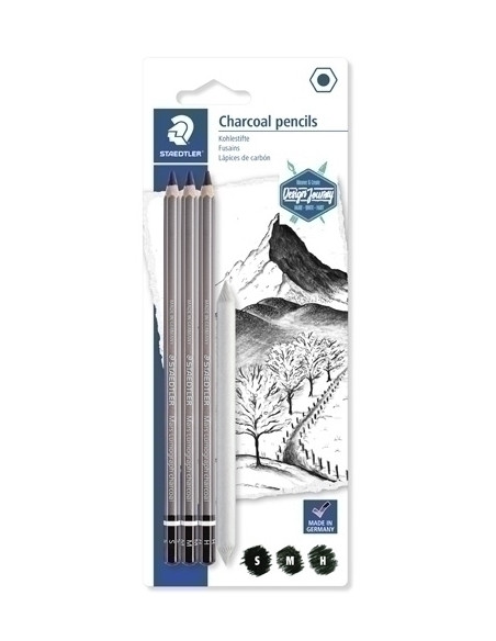 LAPIZ de GRAFITO STAEDTLER DESIGN JOURNEY 100C LUMOGRAPH CHARCOAL BLISTER de 3