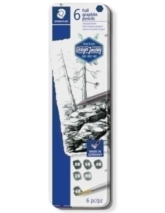 LAPIZ de GRAFITO STAEDTLER DESIGN JOURNEY 100G LUMOGRAPH PURE GRAPHITE CAJA METAL de 6