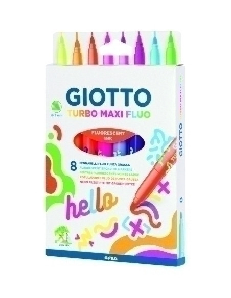 ROTULADOR FIBRA GIOTTO TURBO MAXI FLUO  ESTUCHE de 8