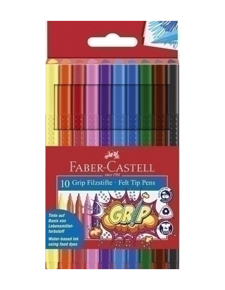 ROTULADOR FIBRA FABER-CASTELL GRIP 1553 BOLSA de 10