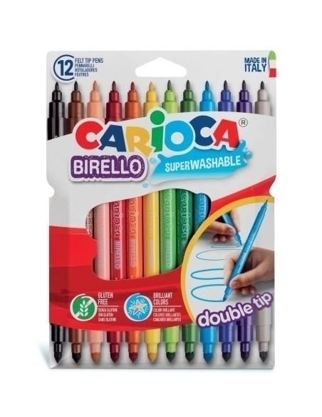 ROTULADOR FIBRA CARIOCA BIRELLO DOBLE CAJA de 12