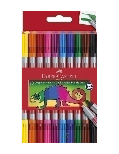 ROTULADOR FIBRA FABER-CASTELL DOBLE PUNTA CAJA de 10