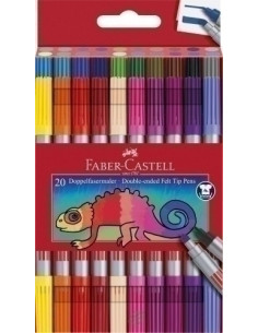 ROTULADOR FIBRA FABER-CASTELL DOBLE PUNTA CAJA de 20