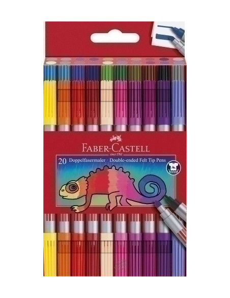ROTULADOR FIBRA FABER-CASTELL DOBLE PUNTA CAJA de 20