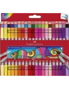 ROTULADOR FIBRA FABER-CASTELL DOBLE PUNTA CAJA de 40