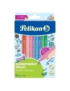 ROTULADOR FIBRA PELIKAN COLORELLA DUO DOBLE PUNTA - GRUESAFINA ESTUCHE de 12 813846