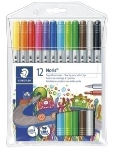 ROTULADOR FIBRA STAEDTLER  320 NORIS CLUB DOBLE PUNTA ESTUCHE de 12