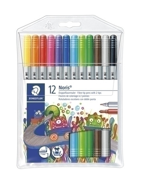 ROTULADOR FIBRA STAEDTLER  320 NORIS CLUB DOBLE PUNTA ESTUCHE de 12