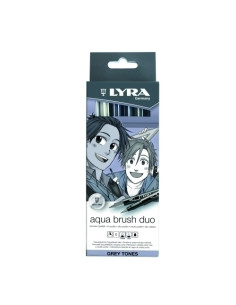 ROTULADOR LYRA AQUA BRUSH DUO TONOS GRISES ESTUCHE de 6
