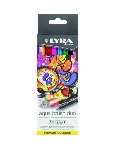 ROTULADOR LYRA AQUA BRUSH DUO TONOS PRIMARIOS ESTUCHE de 6