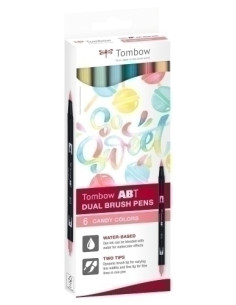 ROTULADOR TOMBOW DOBLE PUNTA PINCEL COLORES CANDY ESTUCHE de 6