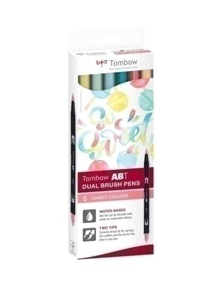 ROTULADOR TOMBOW DOBLE PUNTA PINCEL COLORES CANDY ESTUCHE de 6