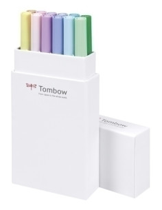 ROTULADOR TOMBOW DOBLE PUNTA PINCEL COLORES PASTEL ESTUCHE de 12
