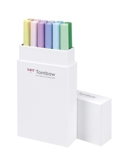 ROTULADOR TOMBOW DOBLE PUNTA PINCEL COLORES PASTEL ESTUCHE de 12