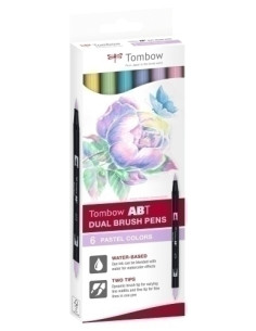 ROTULADOR TOMBOW DOBLE PUNTA PINCEL COLORES PASTEL ESTUCHE de 6