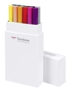 ROTULADOR TOMBOW DOBLE PUNTA PINCEL COLORES PRIMARIOS ESTUCHE de 12