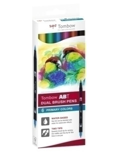 ROTULADOR TOMBOW DOBLE PUNTA PINCEL COLORES PRIMARIOS ESTUCHE de 6
