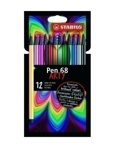ROTULADOR FIBRA STABILO PEN 68 ARTY LINE BRUSH PUNTA PINCEL CAJA CARTON de 12