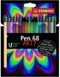 ROTULADOR FIBRA STABILO PEN 68 ARTY LINE BRUSH PUNTA PINCEL CAJA CARTON de 18