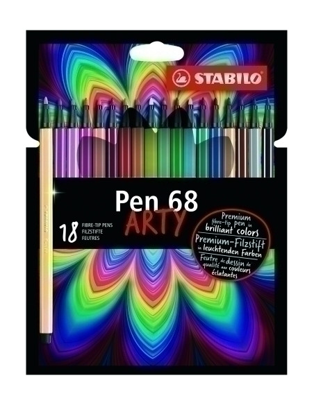 ROTULADOR FIBRA STABILO PEN 68 ARTY LINE BRUSH PUNTA PINCEL CAJA CARTON de 18