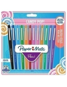 ROTULADOR FIBRA PAPER MATE CANDY POP SURTIDO BLISTER de 12