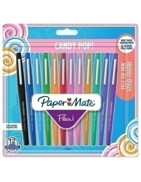 ROTULADOR FIBRA PAPER MATE CANDY POP SURTIDO BLISTER de 12