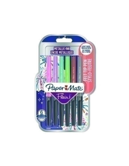 ROTULADOR FIBRA PAPER MATE METALICOS SURTIDO BLISTER de 6