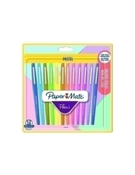 ROTULADOR FIBRA PAPER MATE PASTEL SURTIDO BLISTER de 12
