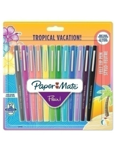 ROTULADOR FIBRA PAPER MATE TROPICAL VACATION SURTIDO BLISTER de 12