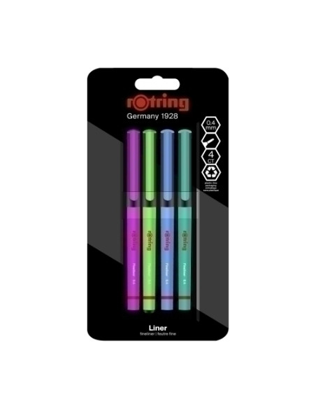 ROTULADOR FIBRA ROTRING FINELINER BLISTER de 4
