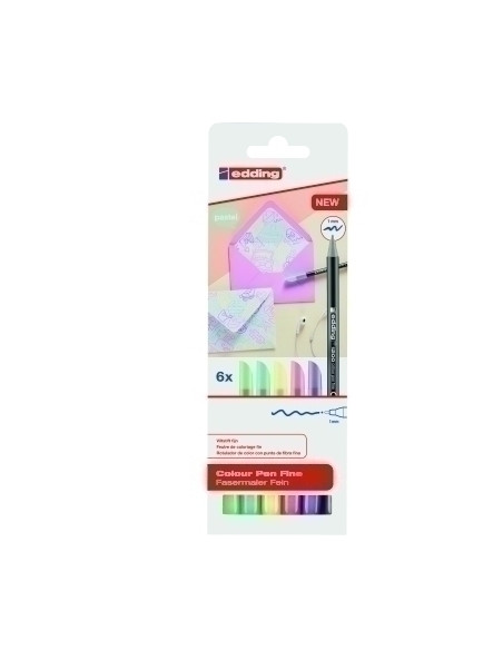 ROTULADOR FIBRA EDDING 1200  PASTEL ESTUCHE de 6