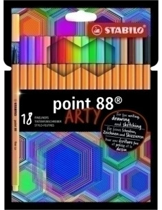 ROTULADOR FIBRA STABILO POINT 88 ARTY LINE ESTUCHE CARTON de 18