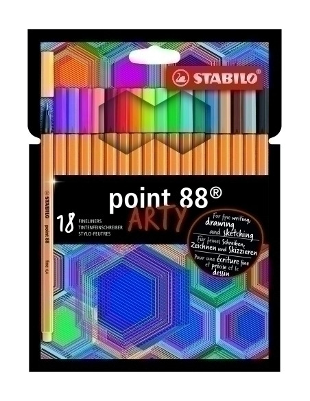 ROTULADOR FIBRA STABILO POINT 88 ARTY LINE ESTUCHE CARTON de 18