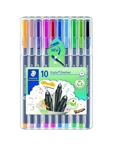 ROTULADOR FIBRA STAEDTLER  334 TRIPLUS FINELINER ESTUCHE de 10